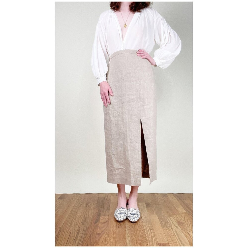 Vintage 100% Silk High Rise Maxi Skirt Straight Column Old Money Quiet Luxury